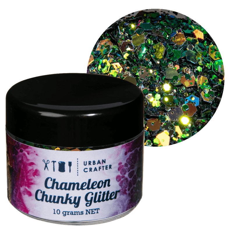 Gray Urban Crafter Chameleon Chunky Glitter-Rose Gold, Peacock Blue 10g Resin Craft