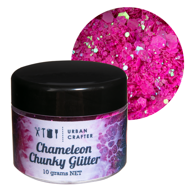 Black Urban Crafter Chameleon Chunky Glitter-Fuchsia, Violet 10g Resin Craft