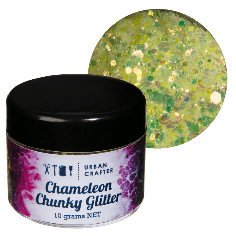 Dark Khaki Urban Crafter Chameleon Chunky Glitter-Yellow, Green 10g Resin Craft