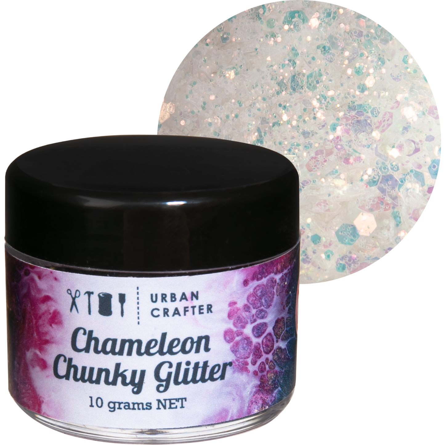 Black Urban Crafter Chameleon Chunky Glitter-Iridescent Blue 10g Resin Craft