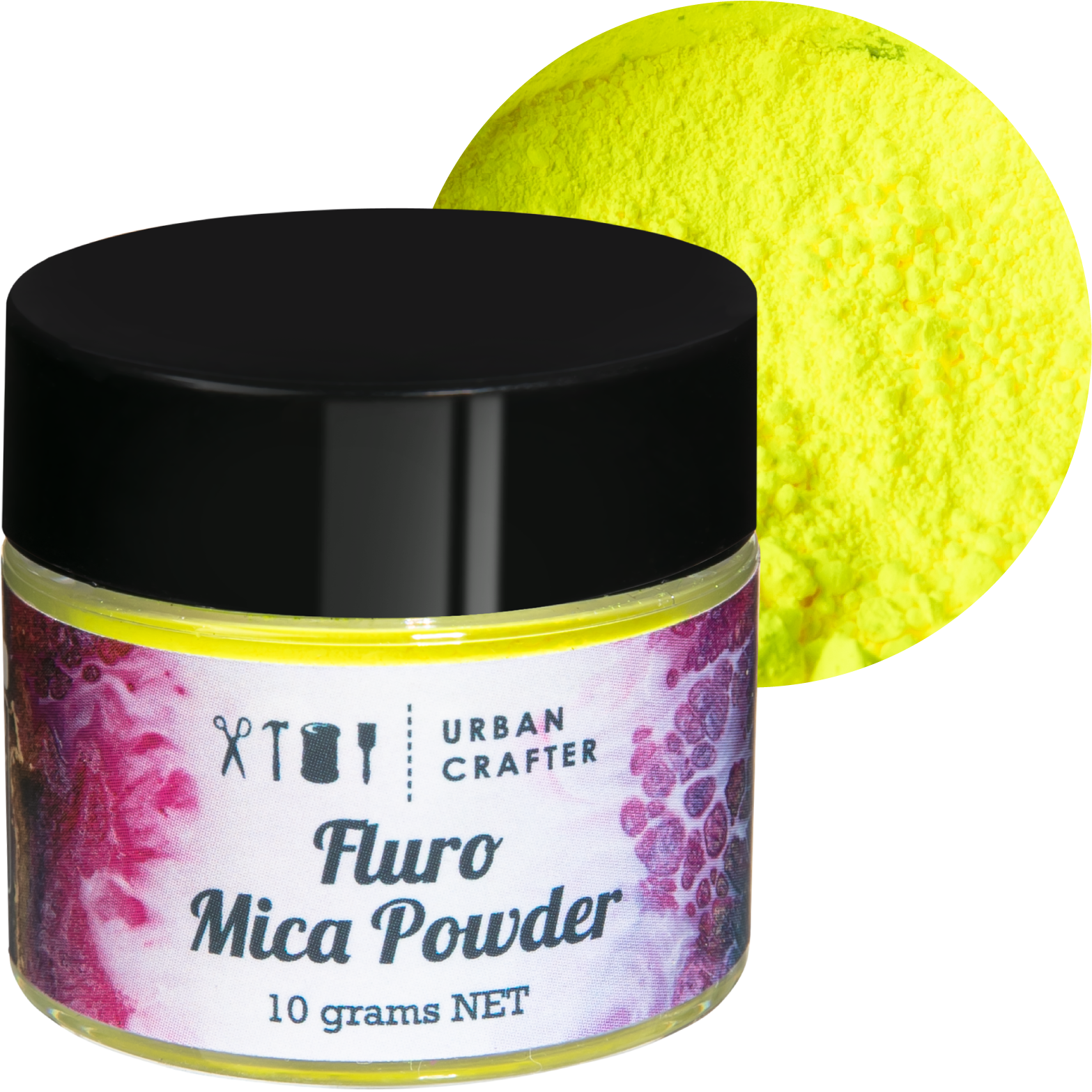 Green Yellow Urban Crafter Fluro Micas Pigment -Green Yellow 10g Resin Dyes, Pigments & Colours