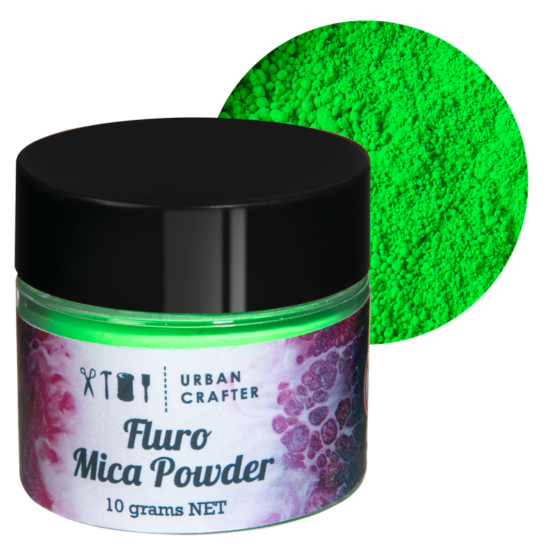 Light Gray Urban Crafter Fluro Micas Pigment -Green 10g Resin Craft