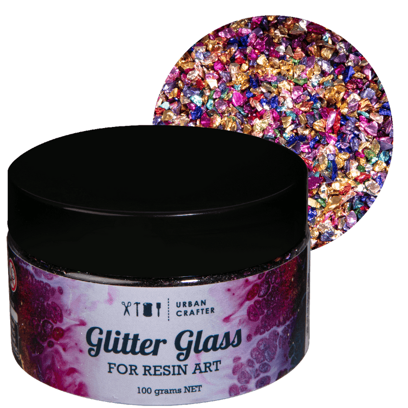 Dark Gray Urban Crafter Crushed Broken Glass-Multi Colour 100g Resin Craft