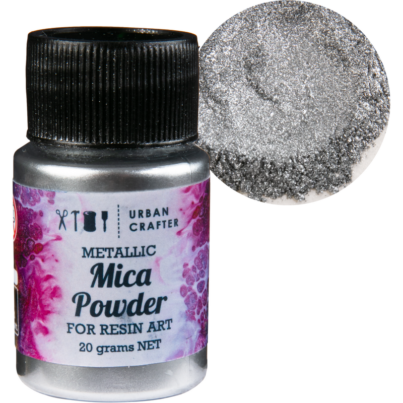 Gray Urban Crafter Metallic Powder Colours-Silver 20ml Resin Craft