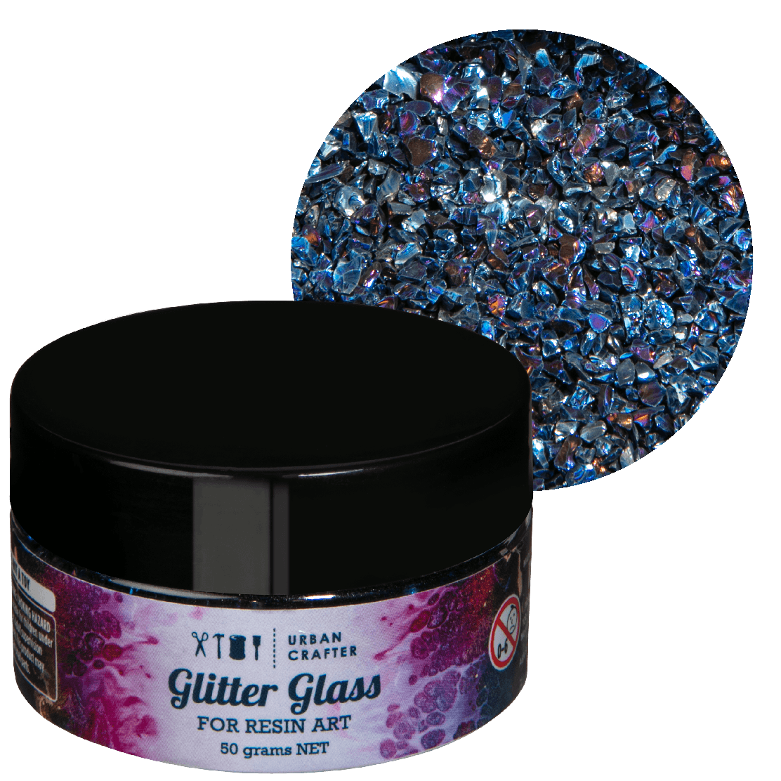 Black Urban Crafter 001 Multi Colour Mix Glitter Glass-Solid Ab Color 50g Resin Craft