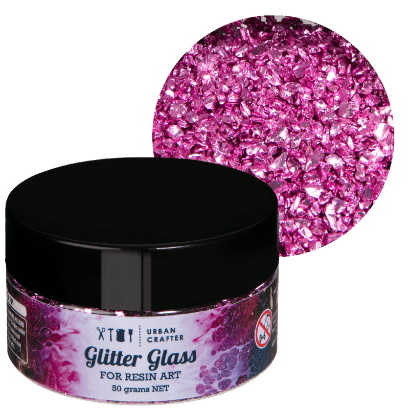 Plum Urban Crafter 001 Multi Colour Mix Glitter Glass-Dark Pink 50g Resin Craft