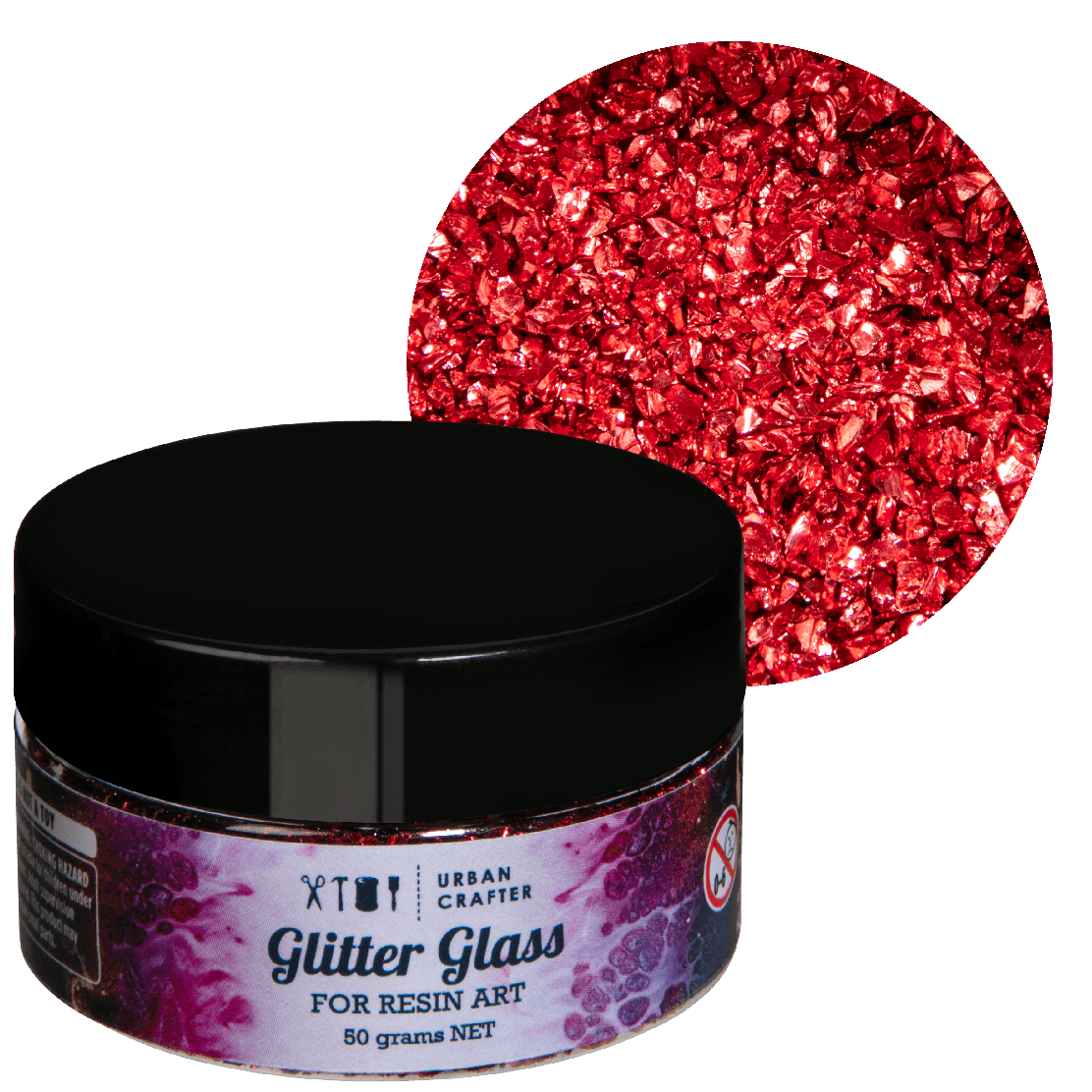 Pale Violet Red Urban Crafter 001 Multi Colour Mix Glitter Glass-Red 50g Resin Craft