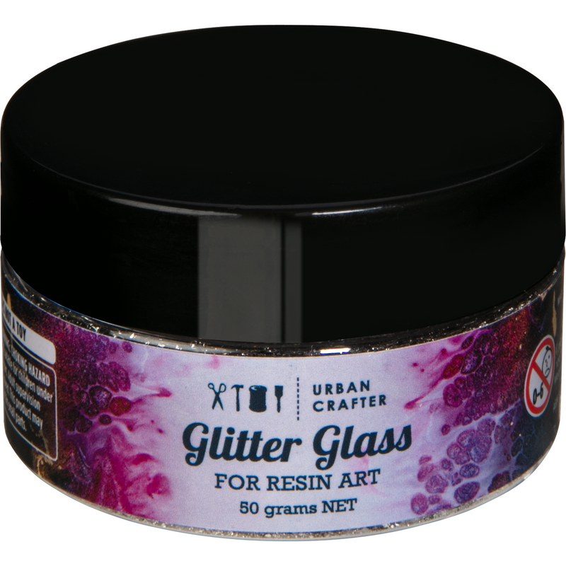 Dark Gray Urban Crafter 001 Multi Colour Mix Glitter Glass-Silver 50g Resin Craft