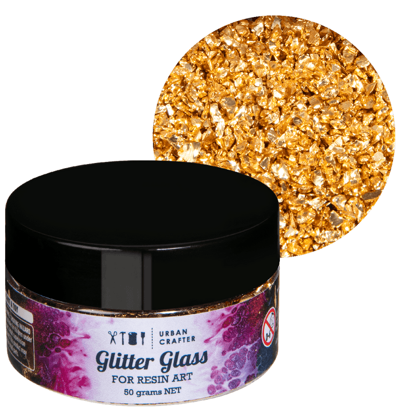 Black Urban Crafter 001 Multi Colour Mix Glitter Glass-Gold 50g Resin Craft