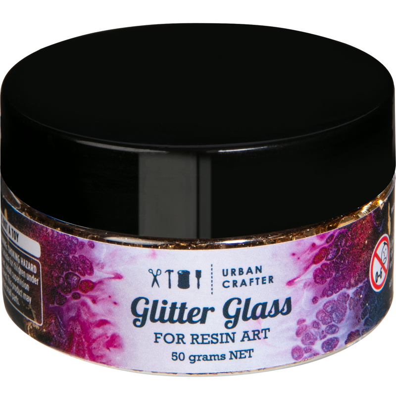 Black Urban Crafter 001 Multi Colour Mix Glitter Glass-Gold 50g Resin Craft