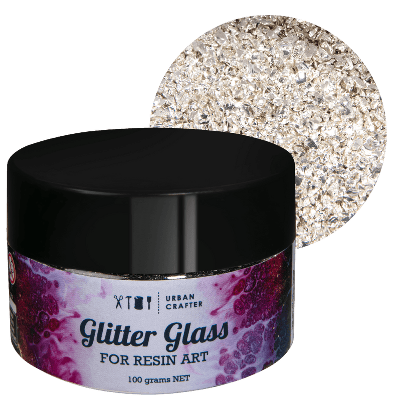 Light Gray Urban Crafter Crushed Broken Glass-Silver 100g Resin Craft