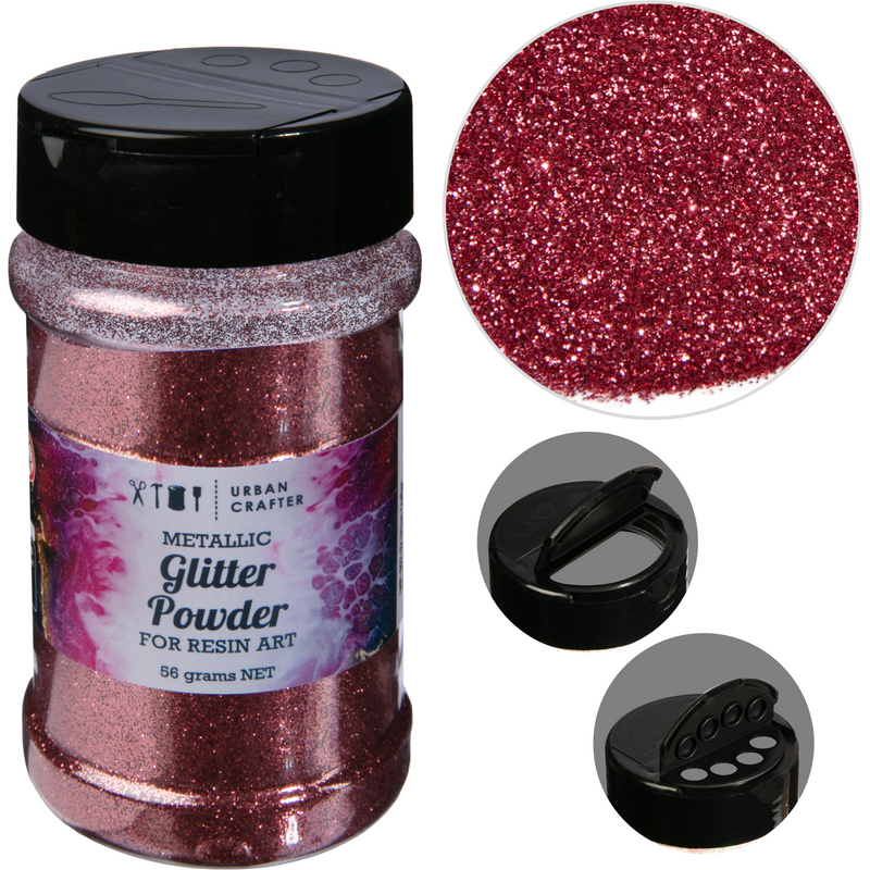 Dark Slate Gray Urban Crafter Metallic Glitter Powder-Rose Red 56g Resin Craft