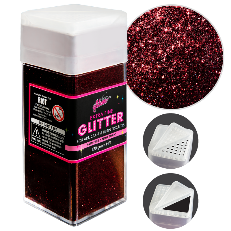 Black Illusions Extra Fine Ordinary Glitter 0.2mm-Dark Crimson (120g) Craft Basics