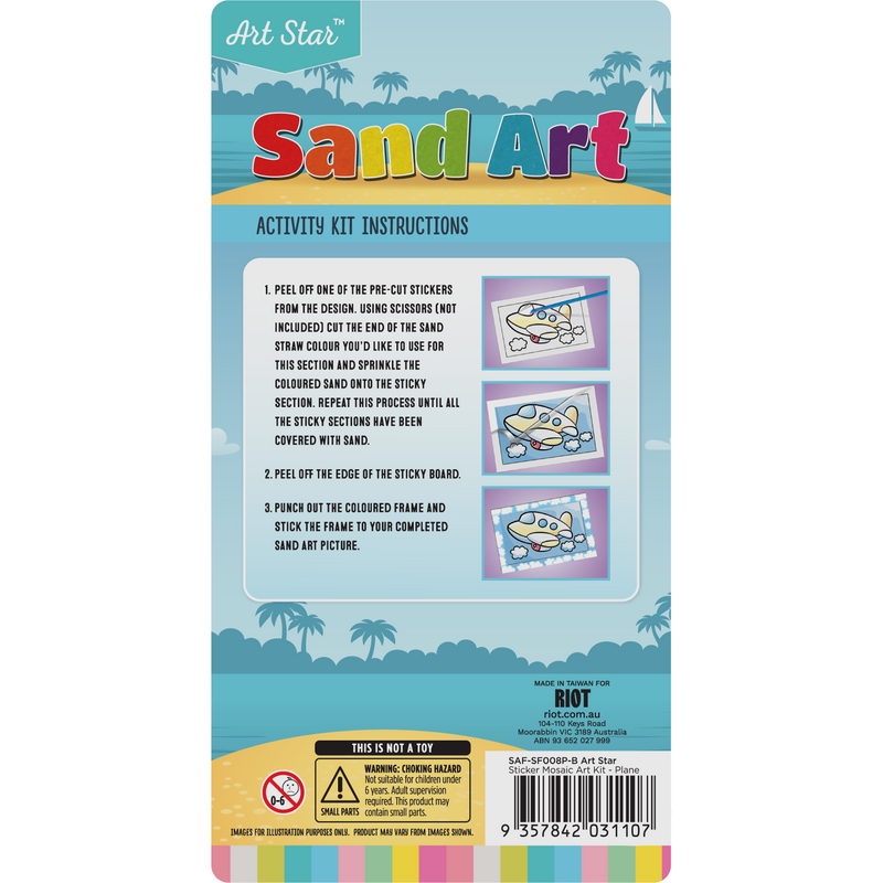 Light Gray Art Star Sand Art Kit-Plane Kids Activities