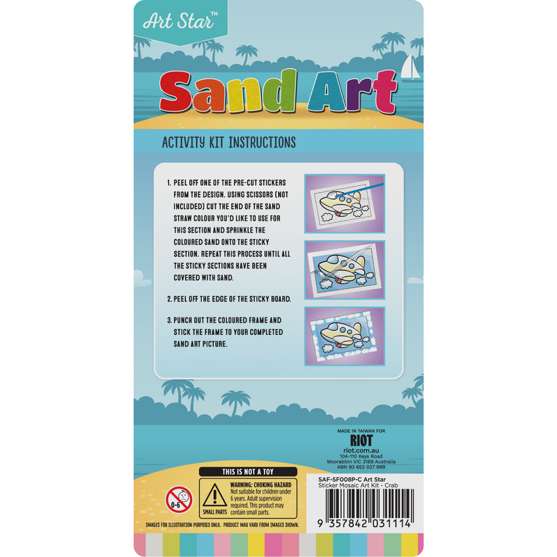 Light Gray Art Star Sand Art Kit-Crab Kids Activities