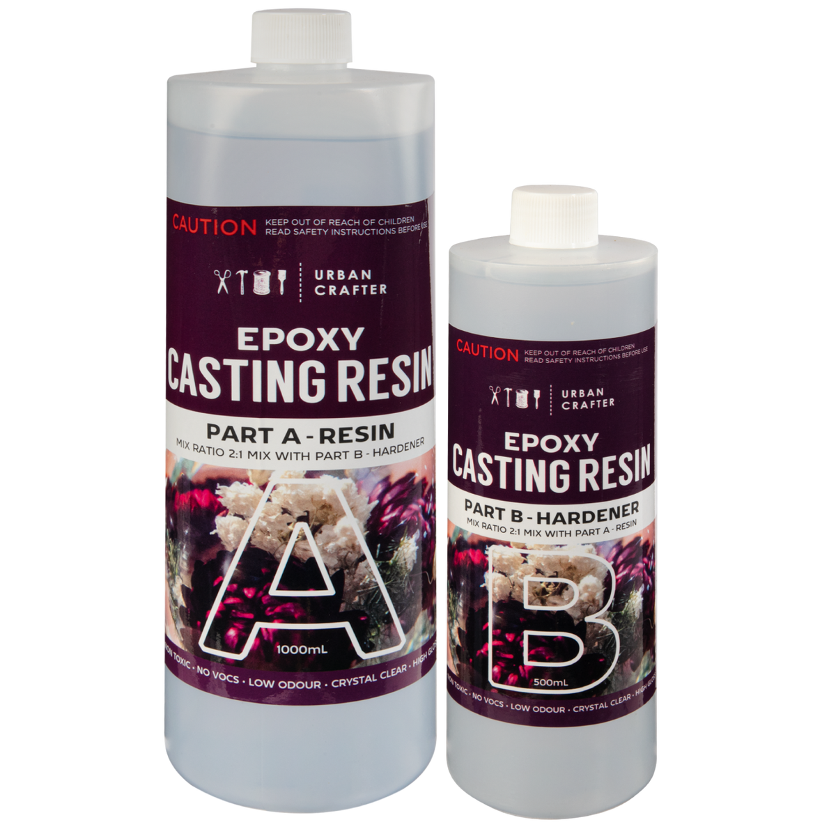 Black Urban Crafter Casting Resin for Moulds Kit 2:1, 1.5Lt (1Lt + 500ml) Resin