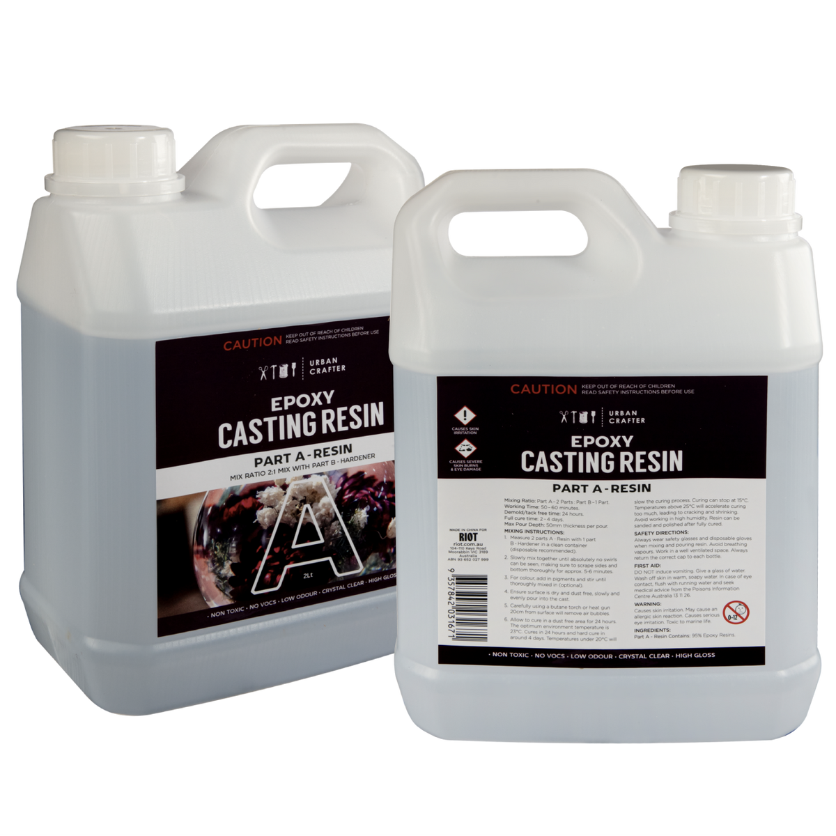 Gray Urban Crafter Casting Resin for Moulds Kit 2:1, 3Lt (2Lt + 1Lt) Resin