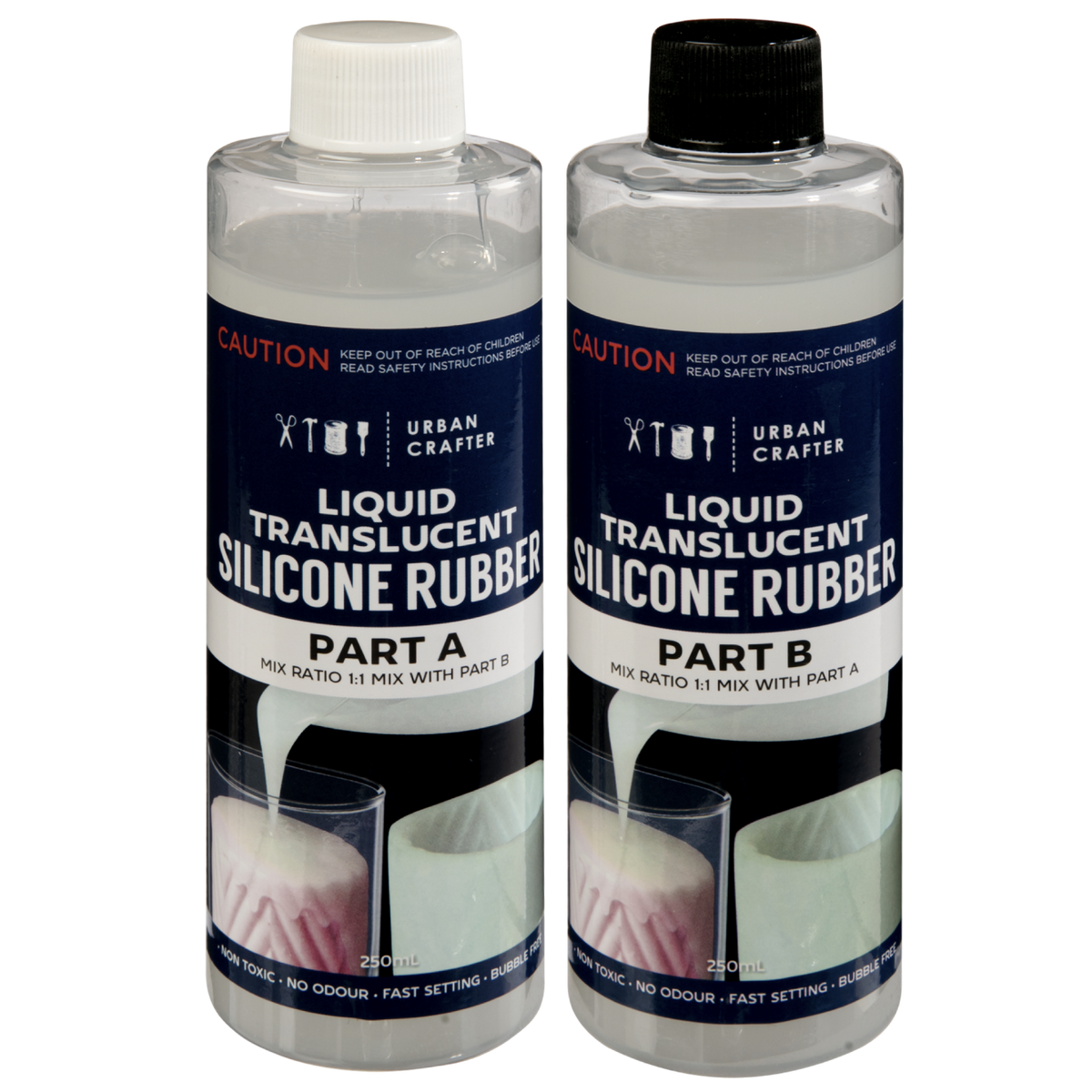 Dark Gray Urban Crafter Translucent Liquid Silicone Rubber 500ml Kit (250ml + 250ml) Resins for Casting