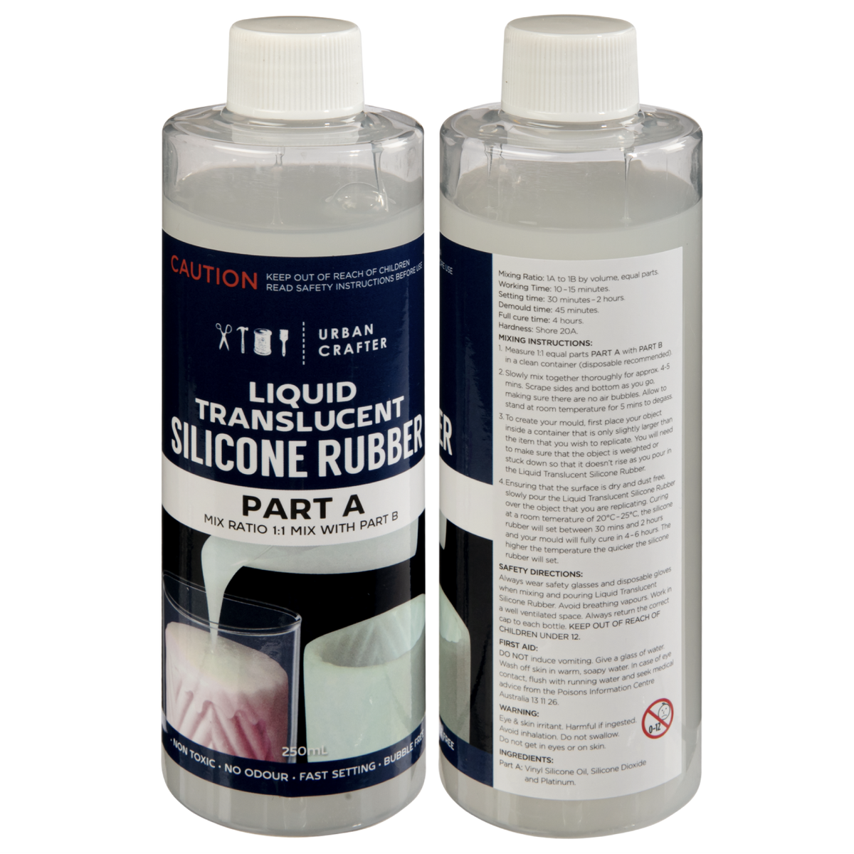 Gray Urban Crafter Translucent Liquid Silicone Rubber 500ml Kit (250ml + 250ml) Resins for Casting