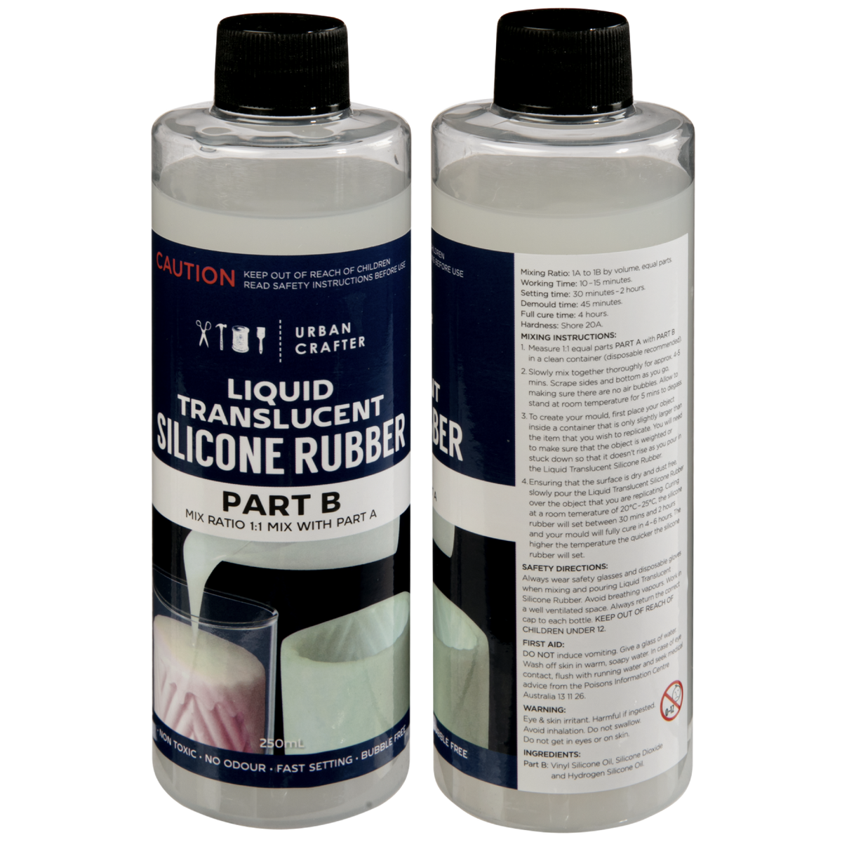 Dark Gray Urban Crafter Translucent Liquid Silicone Rubber 500ml Kit (250ml + 250ml) Resins for Casting