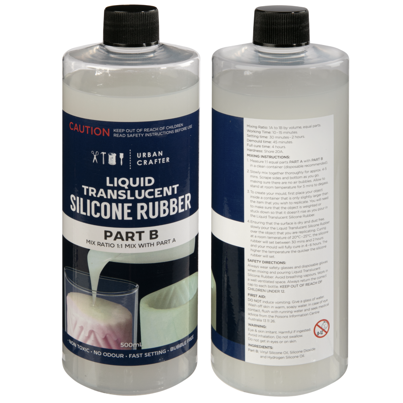 Gray Urban Crafter Translucent Liquid Silicone Rubber 1L Kit (500ml + 500ml) Resin