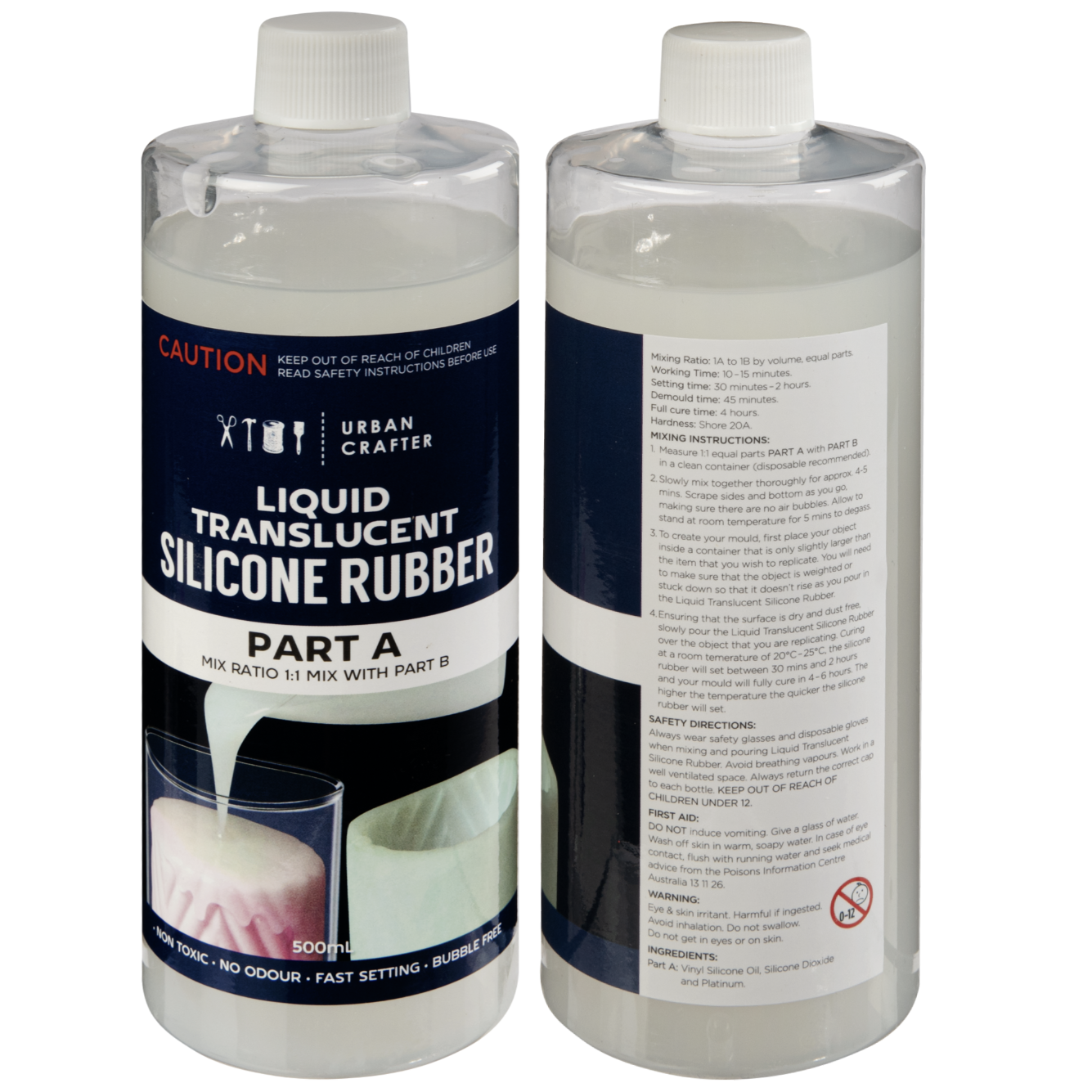 Gray Urban Crafter Translucent Liquid Silicone Rubber 1L Kit (500ml + 500ml) Resin