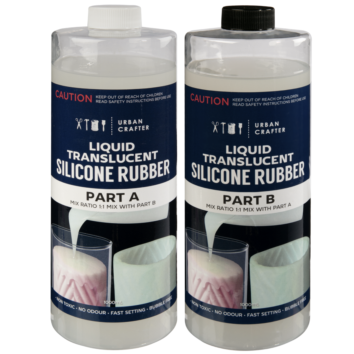 Gray Urban Crafter Translucent Liquid Silicone Rubber 2L Kit (1L + 1L) Resin