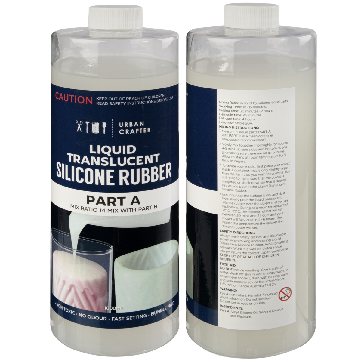 Gray Urban Crafter Translucent Liquid Silicone Rubber 2L Kit (1L + 1L) Resin