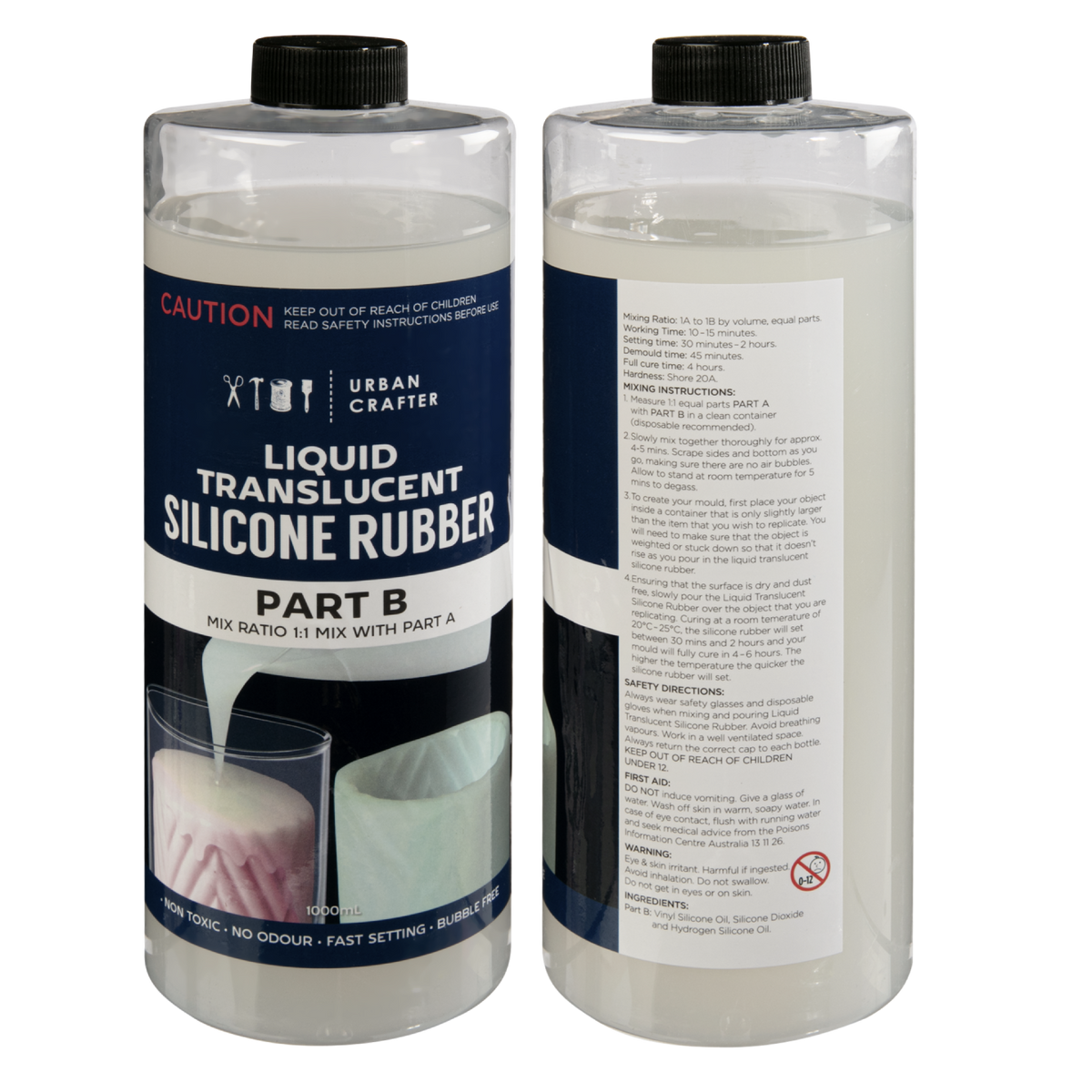 Gray Urban Crafter Translucent Liquid Silicone Rubber 2L Kit (1L + 1L) Resin
