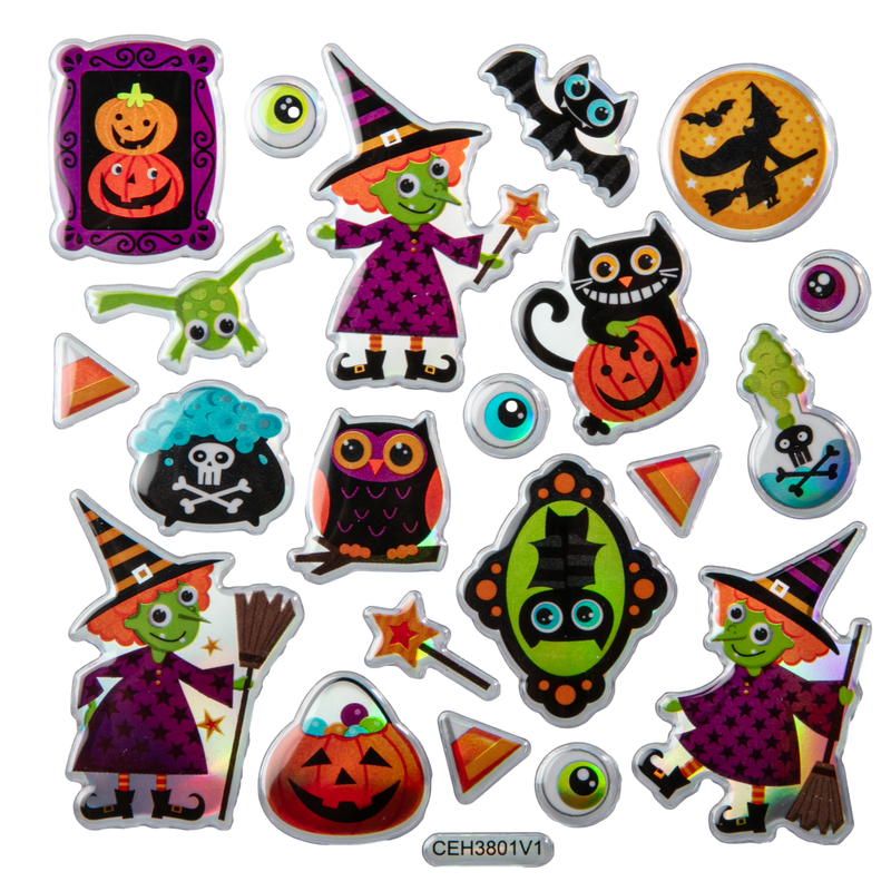 Gray Art Star Halloween Witches and Friends Sticker Pack 180 x 105mm Contains 40 Stickers Stickers