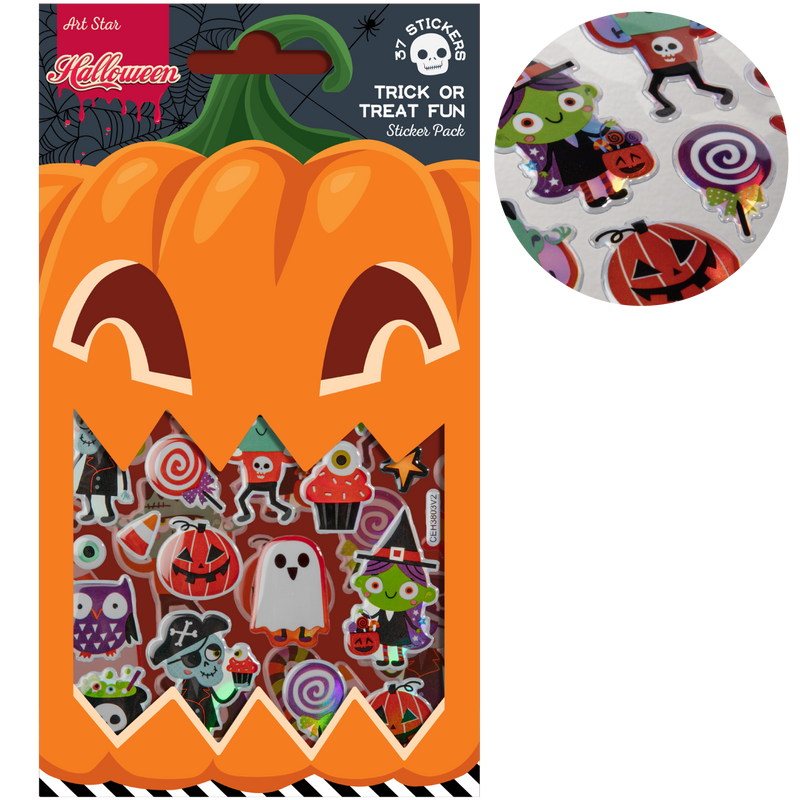 Chocolate Art Star Halloween Trick or Treat Fun Sticker Pack 180 x 105mm Contains 37 Stickers Stickers