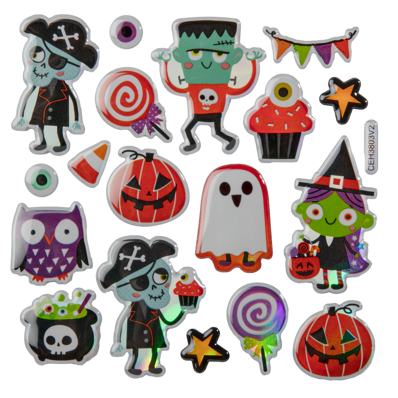 Dark Gray Art Star Halloween Trick or Treat Fun Sticker Pack 180 x 105mm Contains 37 Stickers Stickers