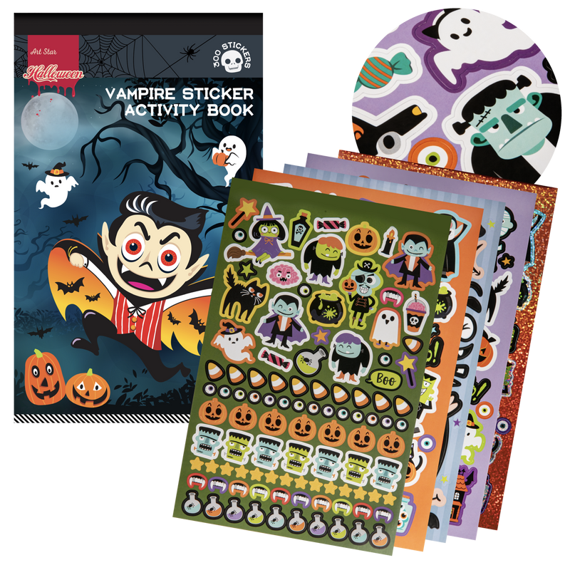 Dark Slate Gray Art Star Halloween Vampire Sticker Activity Book 242 x 147mm Stickers