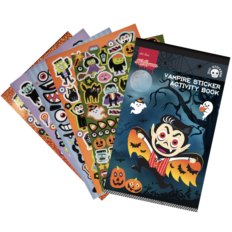 Dark Salmon Art Star Halloween Vampire Sticker Activity Book 242 x 147mm Stickers