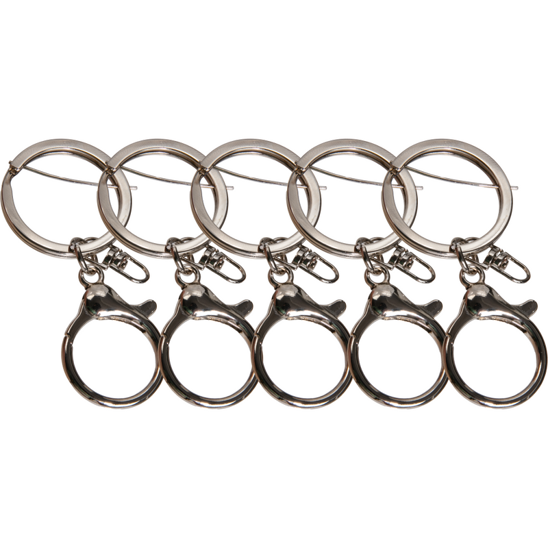 Dim Gray Urban Crafter Lobster Clasp Keyring With Hook 5 Pack Silver Resin Craft