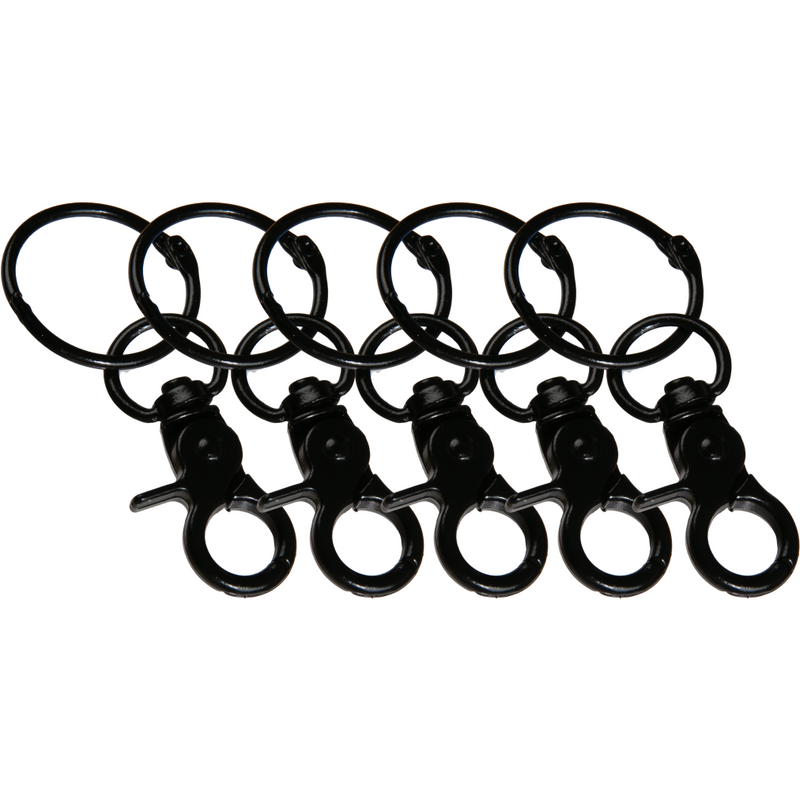 Black Urban Crafter Lobster Clasp Keyring With Hook 5 Pack Black Resin Craft