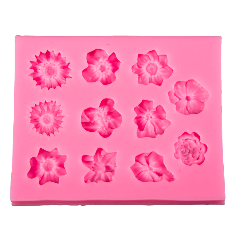 Hot Pink The Clay Studio Flowers Silicone Mould for Polymer Clay and Resin 10.8x8.8x1cm Moulds