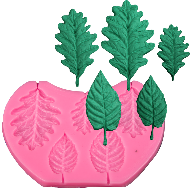 Hot Pink Clay Studio Rose Leaf Silicone Mould for Polymer Clay and Resin 10.5x8.2x0.6cm