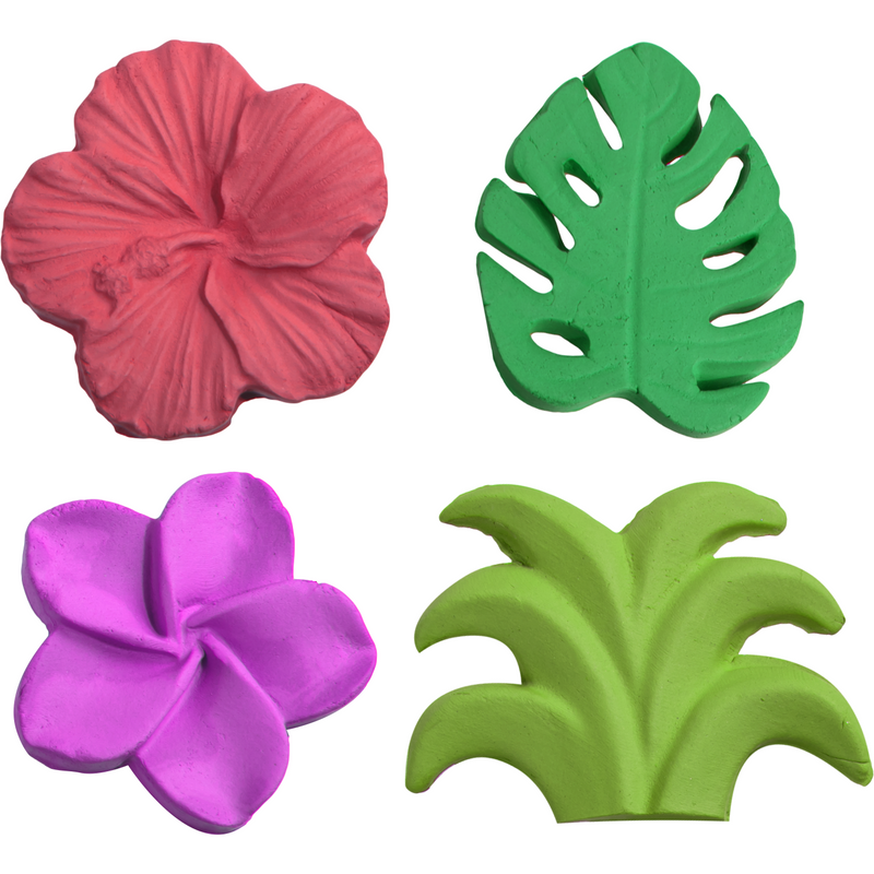 Maroon Clay Studio Frangipani, Hibiscus, Coconut Tree and Monstera Leaf Silicone Mould for Polymer Clay and Resin 9.8x9.2x0.8 Moulds