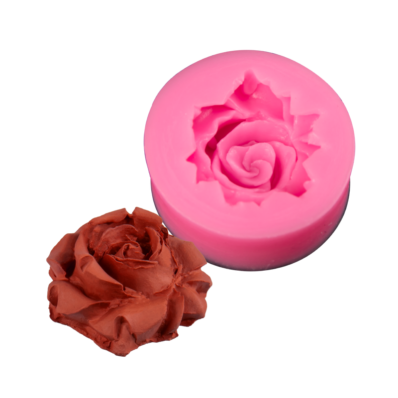 Hot Pink Clay Studio Rose Silicone Mould for Polymer Clay and Resin 3.5x1.5cm Moulds