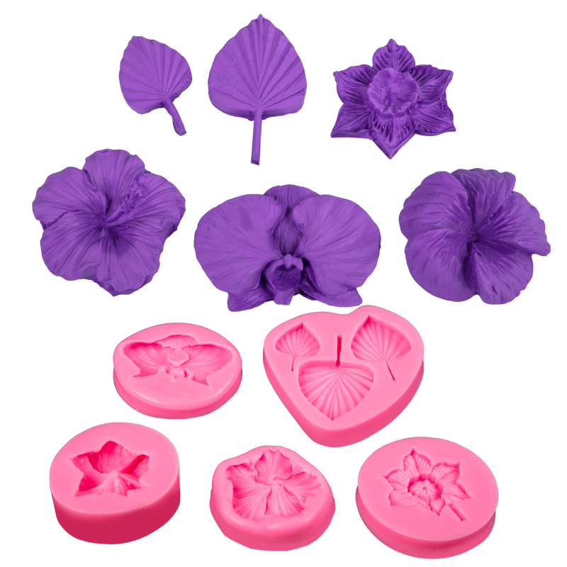 Dark Orchid The Clay Studio Five Flower  Silicone Moulds for Polymer Clay and Resin Moulds