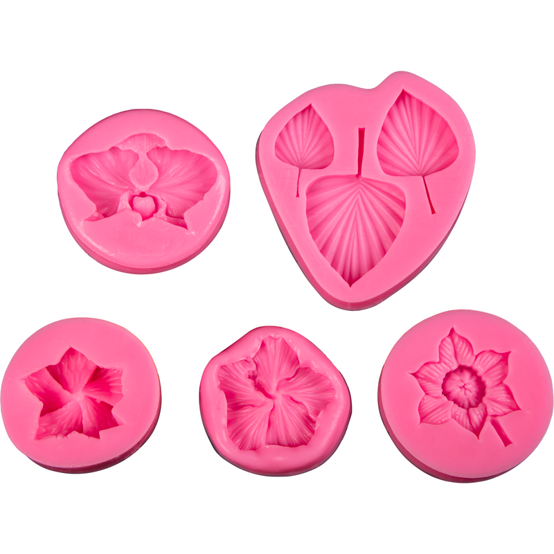 Hot Pink The Clay Studio Five Flower  Silicone Moulds for Polymer Clay and Resin Moulds