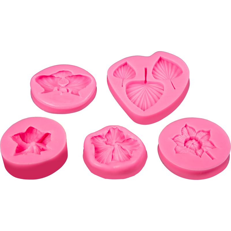 Hot Pink The Clay Studio Five Flower  Silicone Moulds for Polymer Clay and Resin Moulds