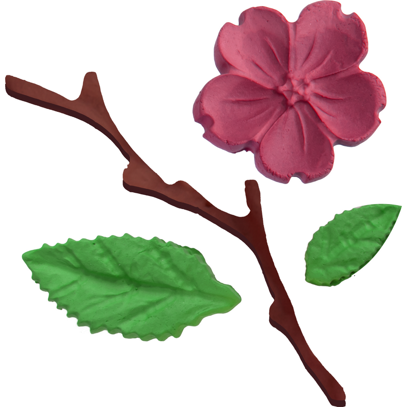 Saddle Brown Clay Studio Flower, Leaf and Branch Silicone Mould for Polymer Clay and Resin 5.4x5.4x1cm Moulds