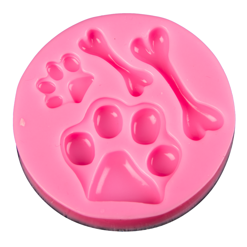 Hot Pink The Clay Studio Dog Paw Prints And Bones Silicone Mould for Polymer Clay and Resin 7.6x7.6x1.3cm Resin Craft Moulds