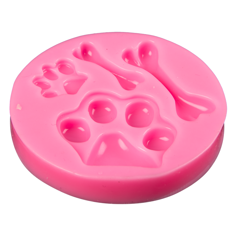 Hot Pink The Clay Studio Dog Paw Prints And Bones Silicone Mould for Polymer Clay and Resin 7.6x7.6x1.3cm Resin Craft Moulds