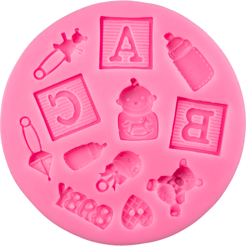 Hot Pink The Clay Studio Baby Themed Silicone Mould for Polymer Clay and Resin 9x9x0.8cm Resin Craft Moulds