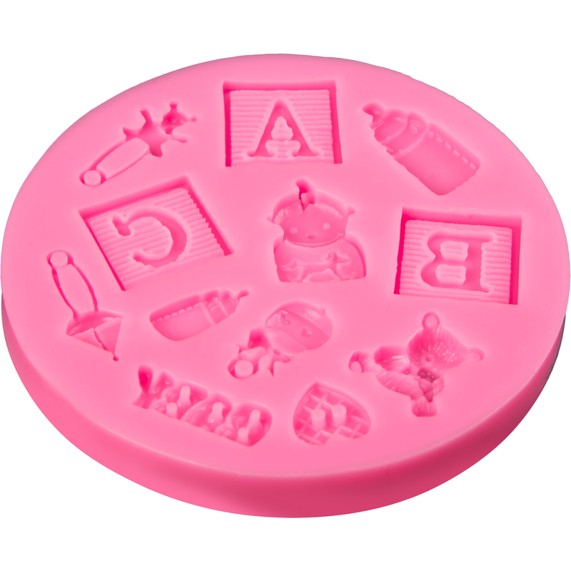 Hot Pink The Clay Studio Baby Themed Silicone Mould for Polymer Clay and Resin 9x9x0.8cm Resin Craft Moulds