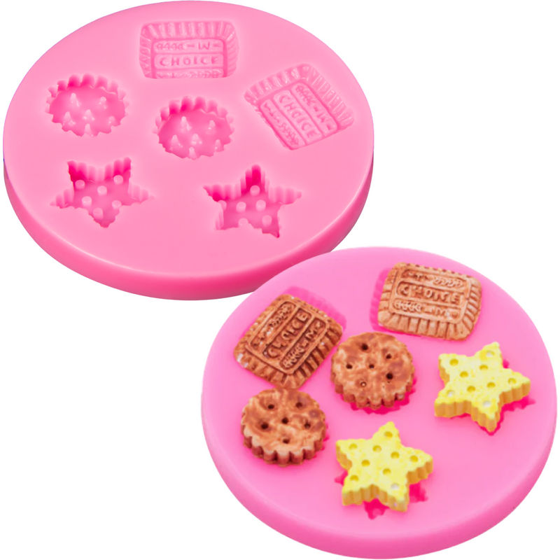 Hot Pink The Clay Studio Star And Round Cookies Silicone Mould for Polymer Clay and Resin 7.3x0.8cm Resin Craft Moulds