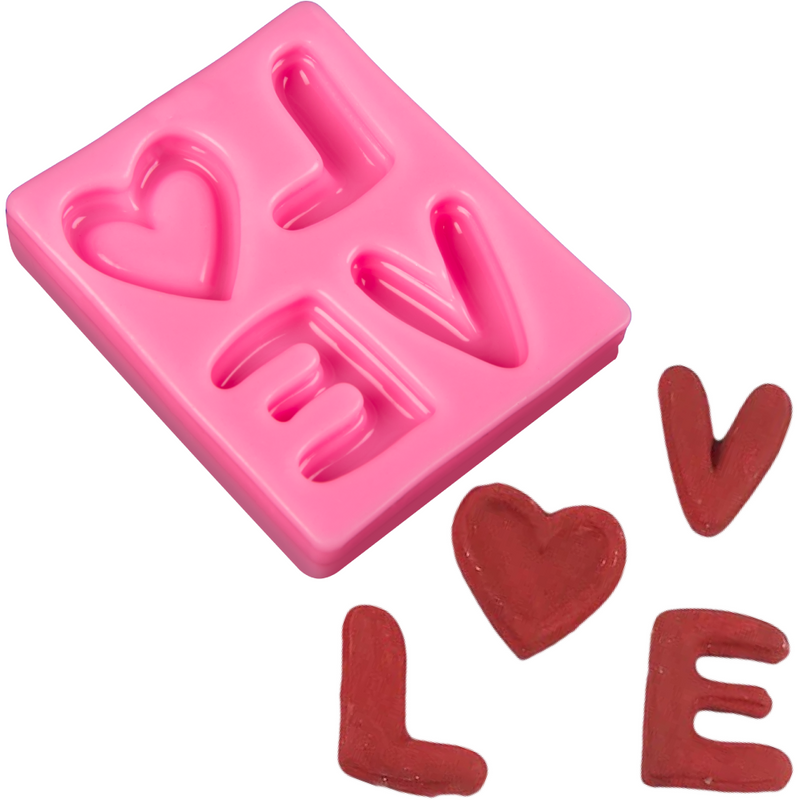 Hot Pink The Clay Studio LOVE Silicone Mould for Polymer Clay and Resin 5.2x4.8x0.8cm Resin Craft Moulds